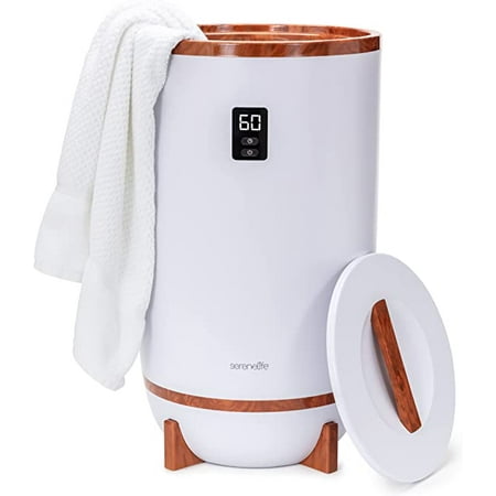 SereneLife Single Touch Towel and Blanket Warmer with Fragrant Disc Holder and LED Ring Red  Cherry
