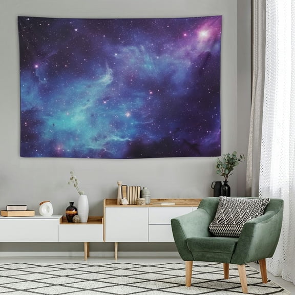 PRATYUS Outer Space Tapestry, Galaxy Stars in Space Celestial Astronomic Planets in The Universe Milky Way, Fabric Wall Hanging Decor for Bedroom Living Room Dorm,60x40 Inch, Navy Purple 60x40in