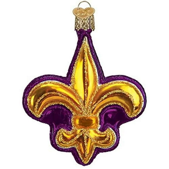 Old World Christmas Purple Fleur-De-Lis Glass Blown Ornament for Christmas Tree