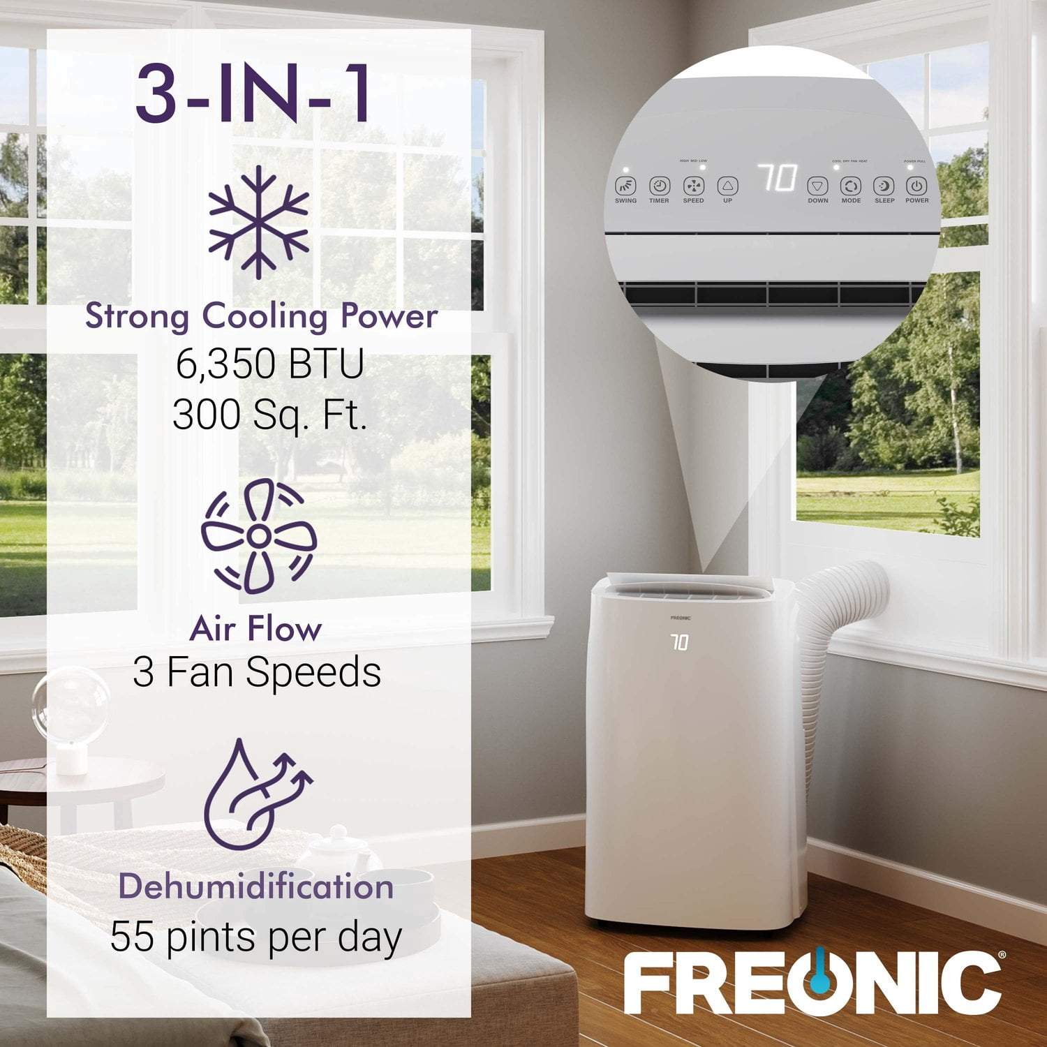 Freonic 9,000 BTU (6,350 BTU DOE) Portable Air Conditioner, FHCP062AKR