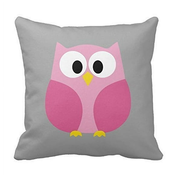 QIFEIHA Owl Pink And Gray Pillowcase Cushion Cover Two Sides Printing Size 18x18 inch