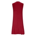 thumbnail image 5 of Ecqkame Women's Linen Dresses Spring Summer Solid Color V Neck Sleeveless Loose Casual Dress Lightweight Comfortable Dresses Wine XL, 5 of 9