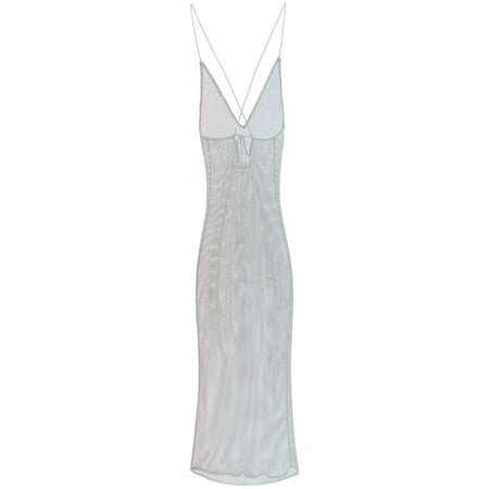 

Ganni long mesh dress with crystals