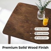 Noble House 47 Solid Wood Dining Table, Rectangular Mid-Century Kitchen Table with Rounded Corners, Walnut