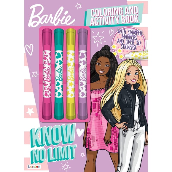 Libro para colorear Barbie con pegatinas, 4 rotuladores, 48 páginas