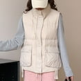 thumbnail image 3 of HOMBOM Womens Short Puffer Vest with Pockets Zipper Waistcoat Lightweight Winter Jackets Sleeveless White for Women Stand Collar, 3 of 4