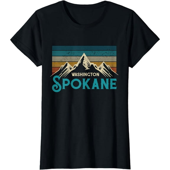 Spokane Washington Vintage Mountains Souvenir Gift T-Shirt