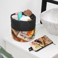 thumbnail image 6 of PhooArto Large Barrel Drawstring Makeup Bag, Music Notes Violin Leaf Painting Travel Cosmetic Bag Portable Make Up Organizer Bag, 6 of 6