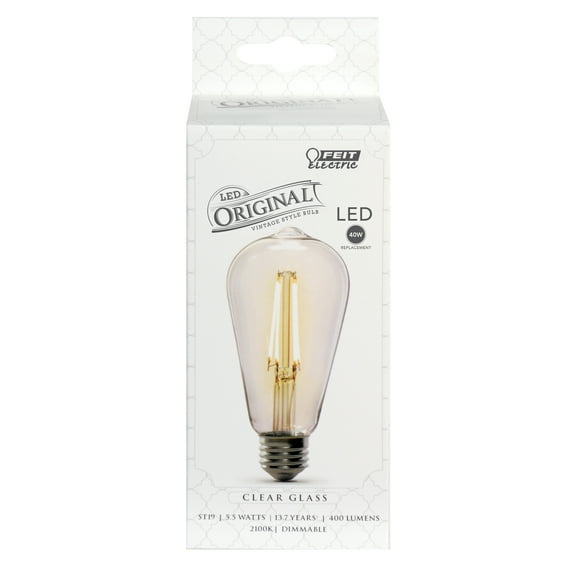 Feit Electric Original Vintage LED 5.5 Watt (60W Equivalent) Soft White Light , ST19, E26, Dimmable