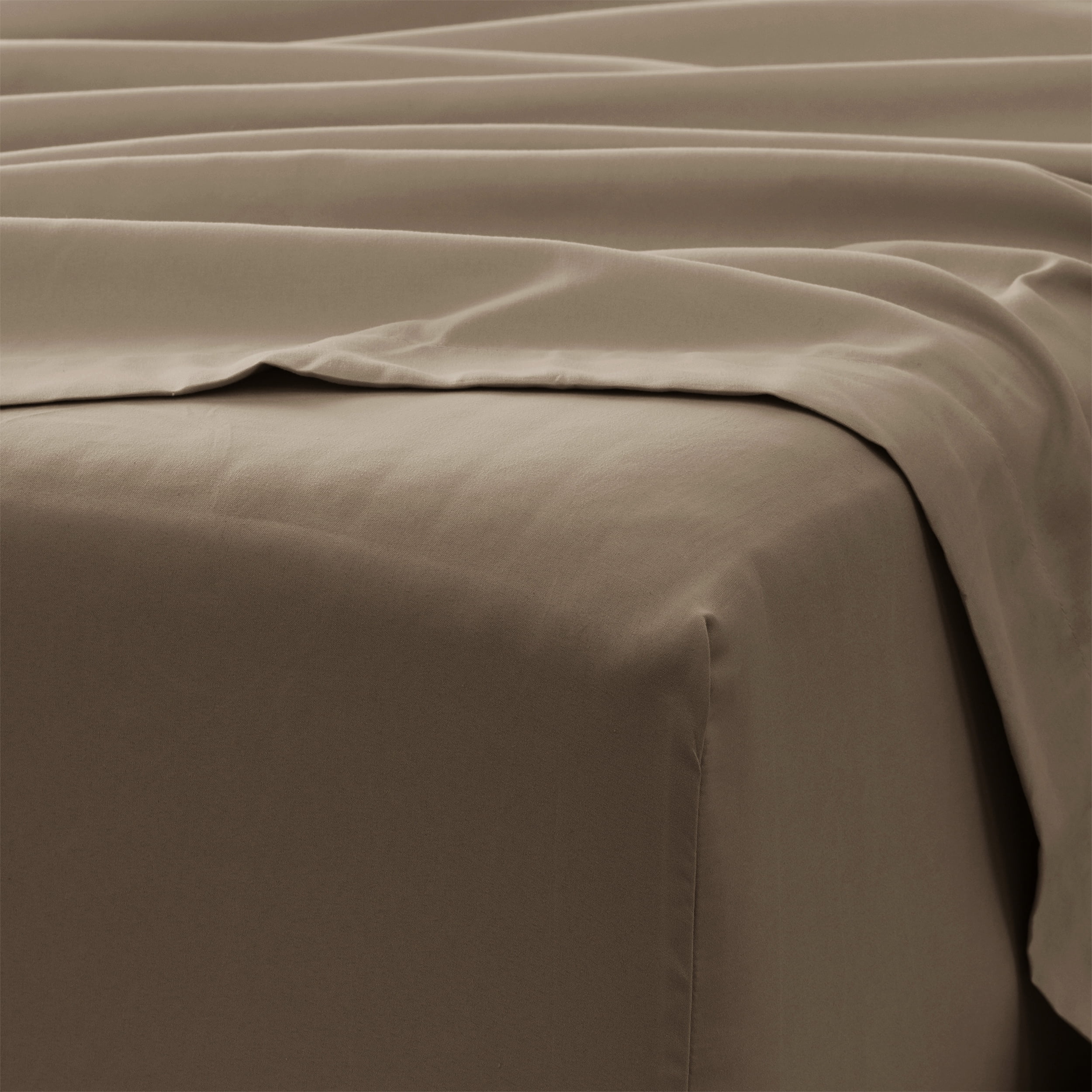 Noble Linens 4 Piece Solid Microfiber Bed Sheet Set, Taupe, California King
