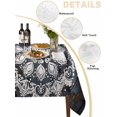 thumbnail image 2 of Abstract Flowers Ethnic Table Cloth 60x84 Inch Rectangle, Blue Wood Grain Waterproof Tablecloth Washable Table Cover for Party Picnic Dinner Decor, 2 of 9