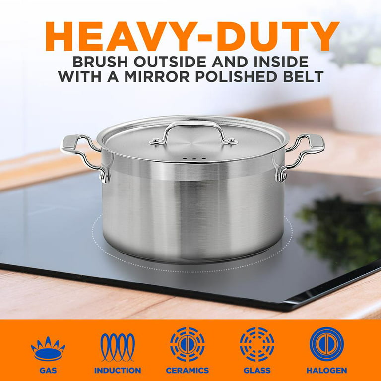 Nutrichef Commercial Grade Heavy Duty 8 Quart Stainless Steel Stock Pot  With Riveted Ergonomic Handles And Clear Tempered Glass Lid : Target