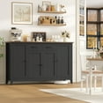 thumbnail image 4 of Hiphuta 55" Wide Buffet Cabinet with 2 Drawers & Adjustable Shelves, Modern Coffee Bar Cabinet with 2 Drawers and Sturdy Base for Living Room, Black, 4 of 8