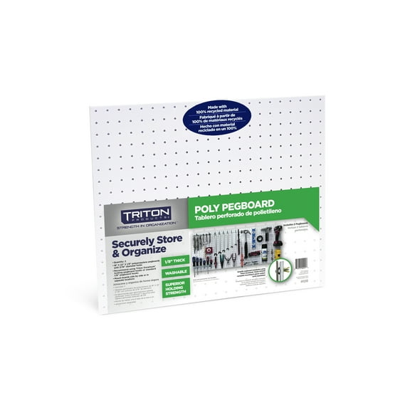 Triton Products® (2) 22 in. W x 18 in. H x 1/8 in. D White Polypropylene Pegboards