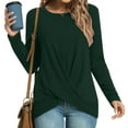thumbnail image 2 of Annhoo Womens Long Sleeve Tops Elegant Cross Front Round Neck Shirts Fall Casual Loose Going out Blouses for Leggings, 2 of 7