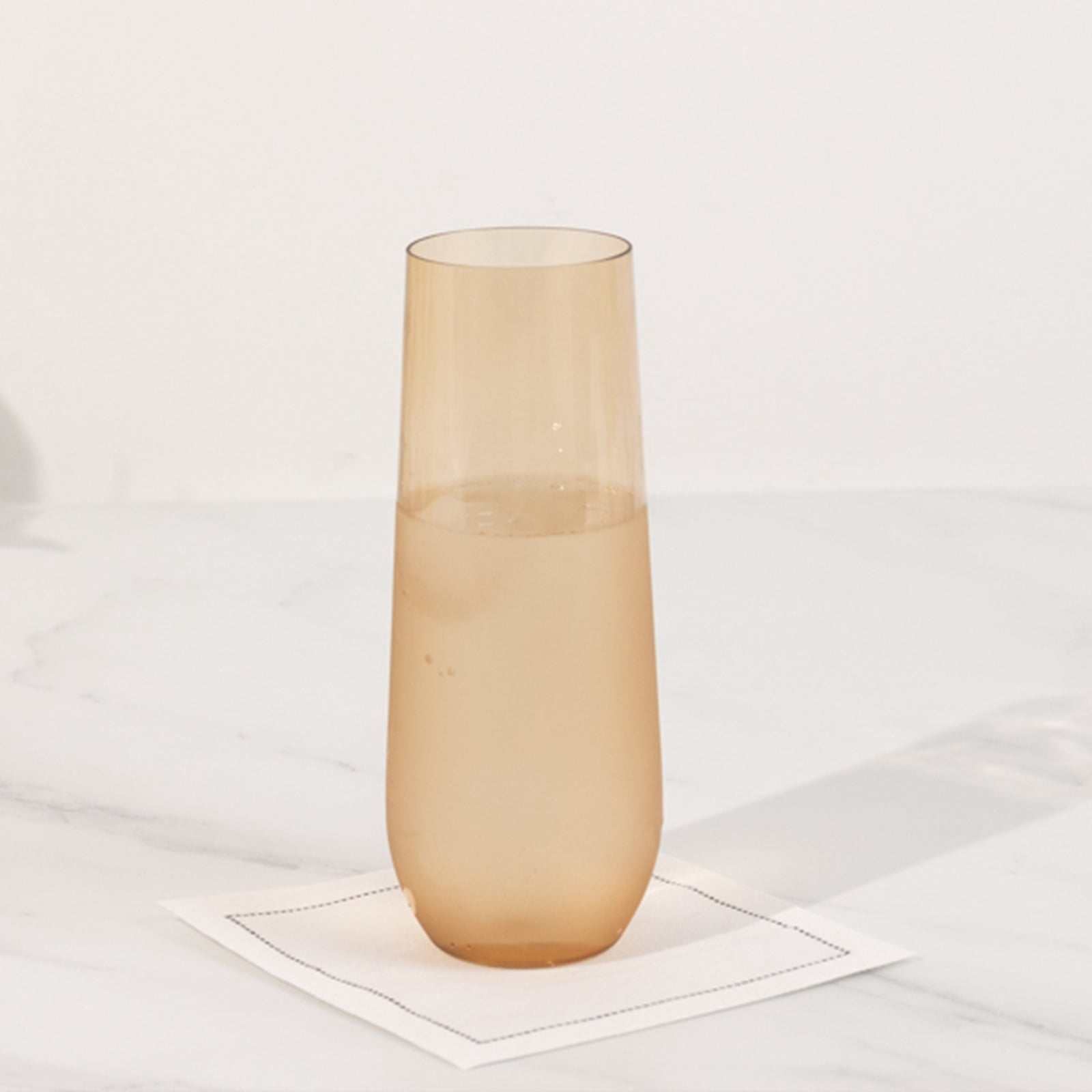 Efavormart 12 Pack Amber Gold Plastic Champagne Flutes Reusable Stemless Glasses For Champagne 9oz