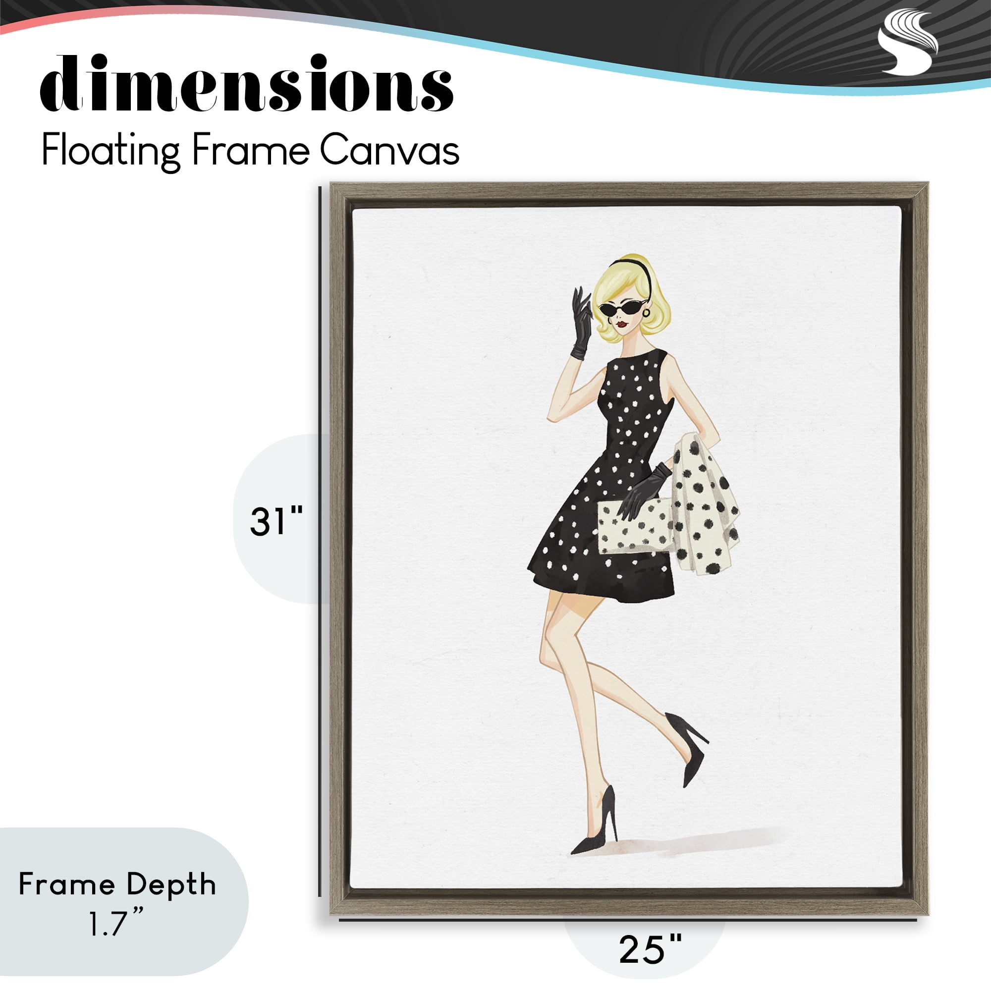 Stupell Industries Retro Trend Polka Dots Brown Framed Floater Canvas Wall Art, design by Ziwei Li