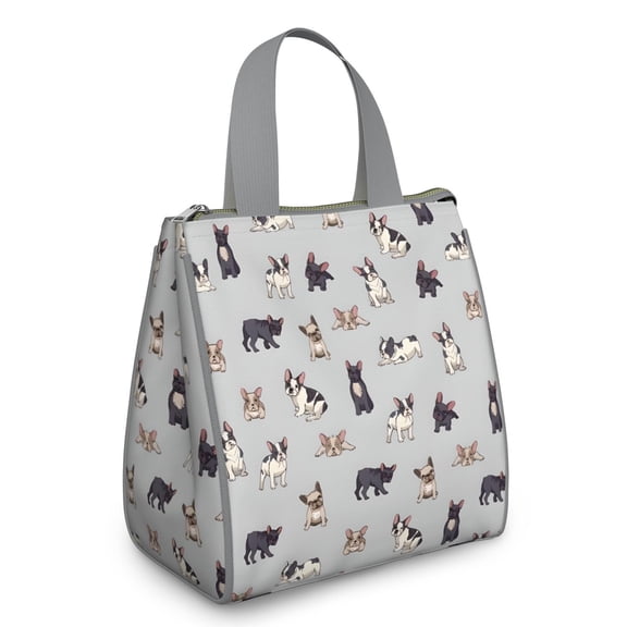 Boston Terrier Insulated Lunch Bag for Women & Adults,Large Portable Soft Cooler Lunch Bag,Thermal Food Storage Tote with Pearl Cotton,8.66L,8.75x5.75x9.5 Inch