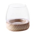 thumbnail image 3 of Macetero de cristal pequeño con soporte de madera Soledad, 3 of 10