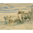 thumbnail image 3 of Théodore Chassériau 14x12 Black Modern Framed Museum Art Print Titled - Drover with Oxen Pulling a Cart (1840-41), 3 of 5