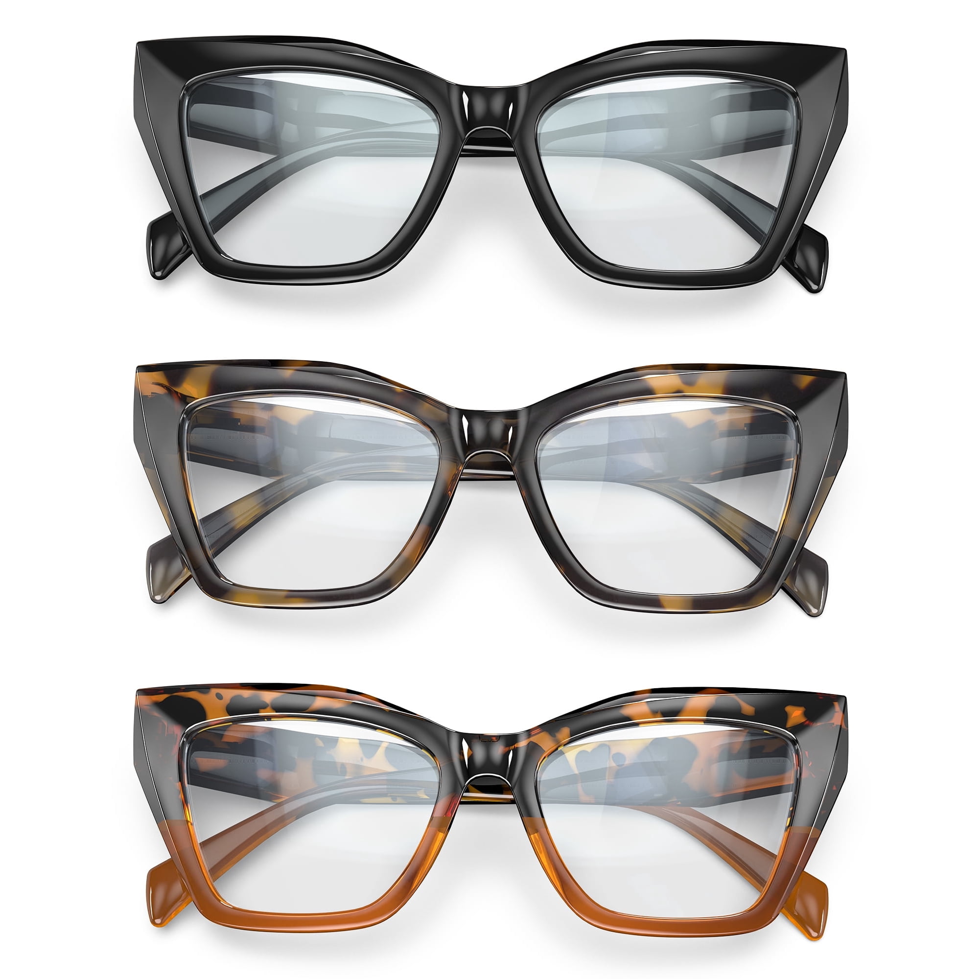 3-Pack Women's Reading Glasses with Blue Light Blocking and Anti-Glare Features