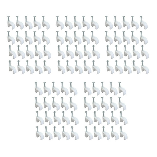 Clips para cables con clavo, 100 PCS Clips para cables de acero de 5 mm Clips para clavos de acero para cableado Resistentes y resistentes