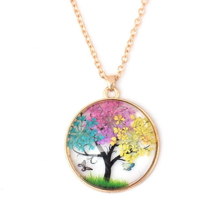 KABOER 2019 New Fashion Creative DIY Handmade Dried Flower Round Color Life Tree Butterfly Phase Box Pendant (Best Dry Iron Box In India 2019)
