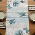 thumbnail image 5 of Table Runners 72 Inches Long Dress Scarves, Spring Floral Farmhouse Kitchen/Dining Table Runner, Coffee Tablerunners, Vintage Tulips Flower Butterfly Retro Wood Blue 18x72 Inch, 5 of 9