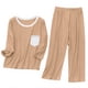 thumbnail image 5 of Conjuntos de blusas y camisas de cuello redondo y manga larga para niños Invierno Conjunto de dos piezas de ropa de casa de color liso Camisas de manga larga Pantalones largos y pijamas Top de poliést, 5 of 5