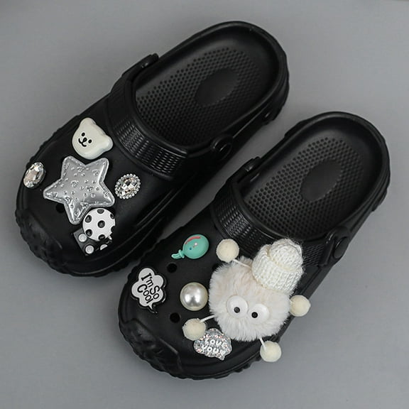 GBSYEWXS Slippers Clogs For Boys Girls Eva 3D Cartoon Print Leisure Closed Toe Pool Black Children Toddler Water Shoes Size 4-5 Years