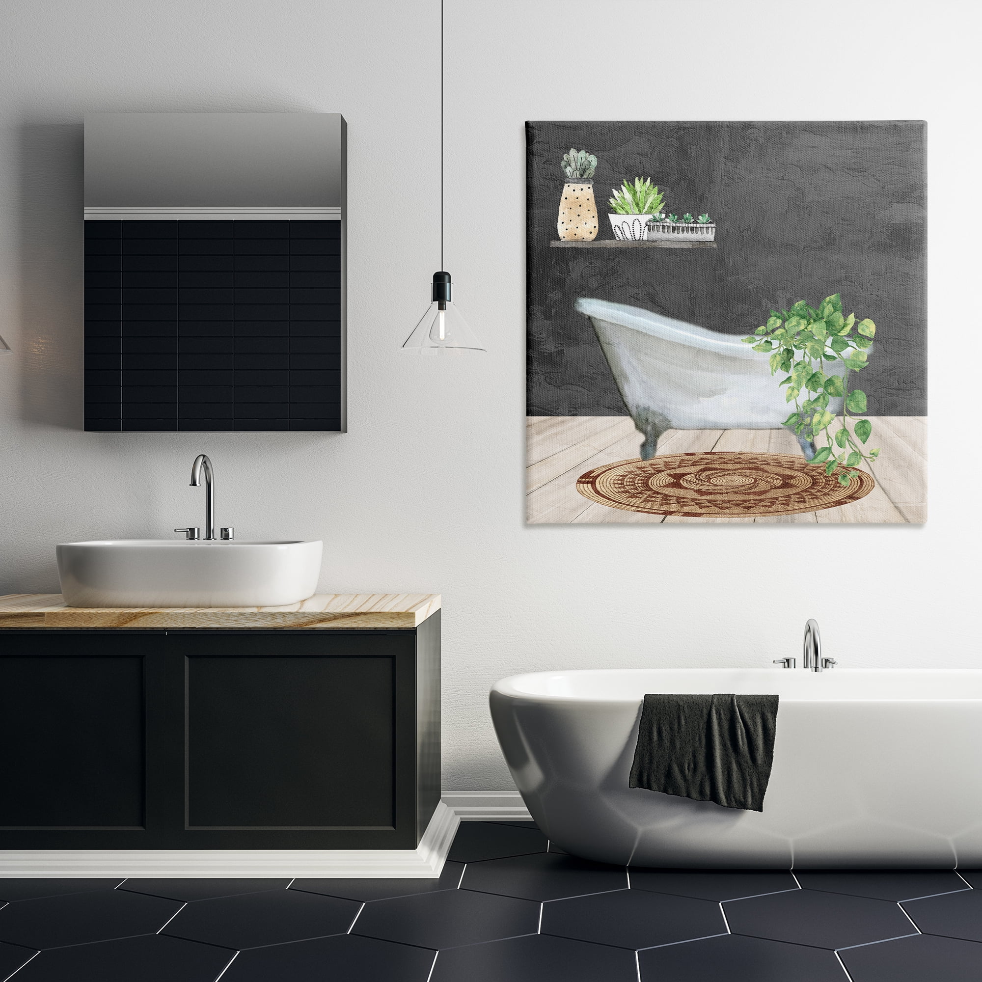 Stupell Industries Botanical Bathtub Scene Bath & Laundry Painting Wrapped Canvas Art Print Wall Art, 36 x 36