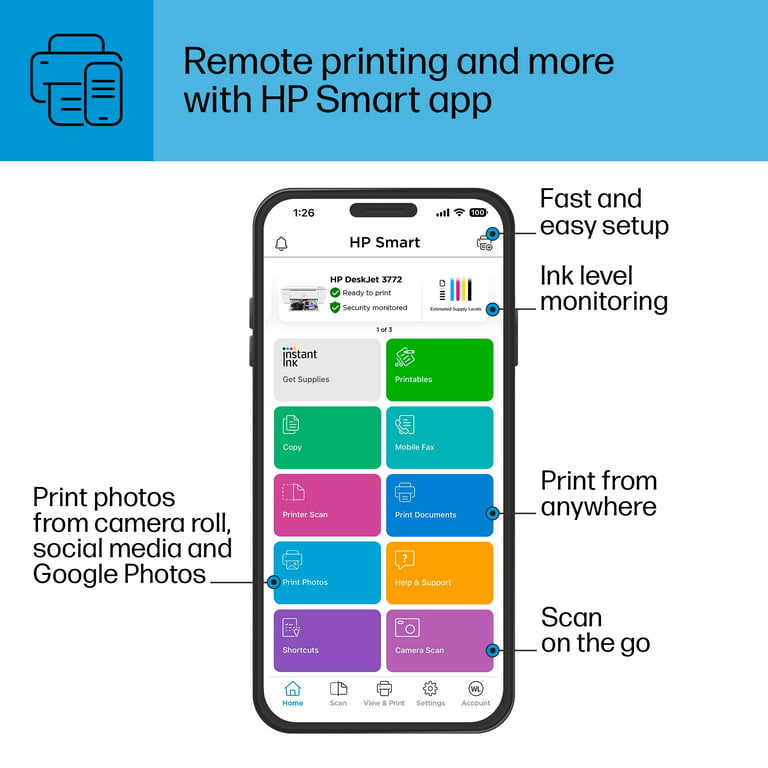  HP DeskJet 3772 All-in-One Color Inkjet Printer