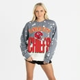 thumbnail image 4 of Women's Gameday Couture  Gray Kansas City Chiefs Arch Rivals Faded Wash Sweatshirt, 4 of 7