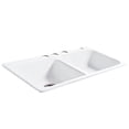 thumbnail image 4 of Miseno MCI25-4TM-78 33" Double Basin Drop In Cast Iron Kitchen Sink; Black, 4 of 6