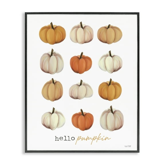 Stupell Industries Hello Pumpkin Autumn Gourds Black Framed Giclee Art, design by House Fenway, 14 x 11