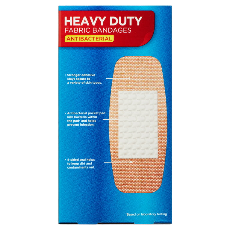 Equate Antibacterial Heavy Duty Fabric Bandages, x-Large, 10 Count