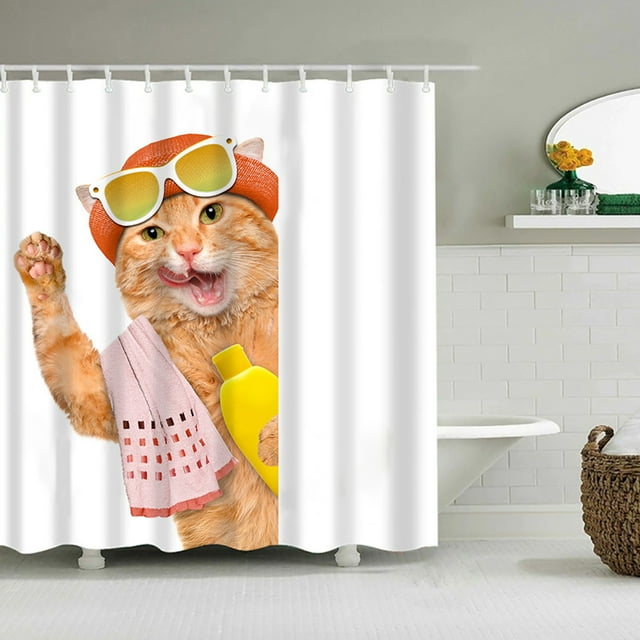 Xihbxyly Cortina de Ducha Estampada, Poliéster Resistente Al Moho, Antisalpicaduras, Fácil de Limpiar, Decoración de Baño, Lavable a Máquina, 150 X 180 Cm, Incluye Ganchos.