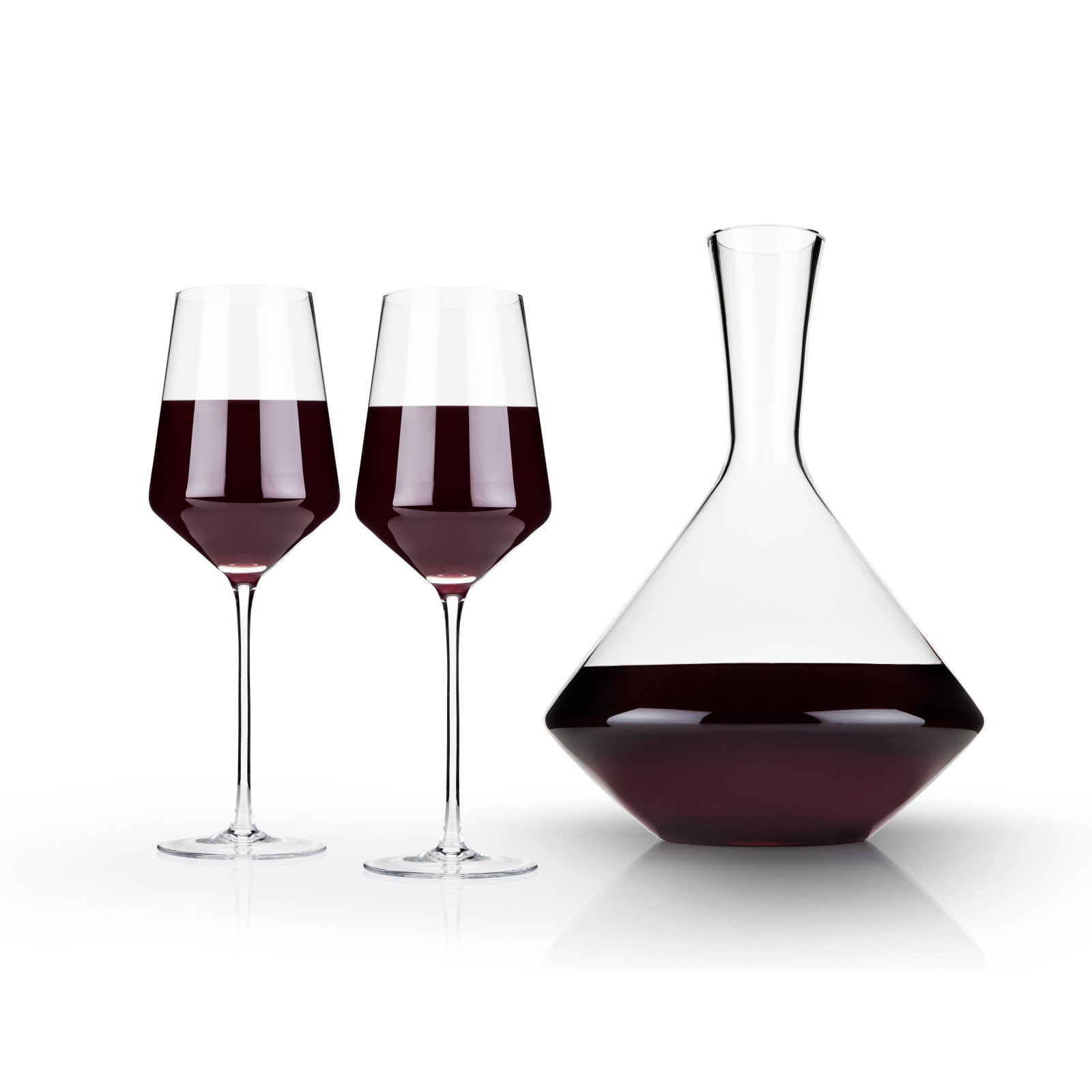 Viski Raye Angled Burgundy Glasses Set Of 2 - Premium Crystal