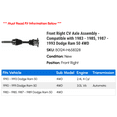 thumbnail image 2 of Front Right CV Axle Assembly - Compatible with 1983 - 1985, 1987 - 1993 Dodge Ram 50 4WD 1984 1988 1989 1990 1991 1992, 2 of 2