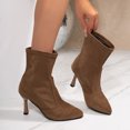 thumbnail image 5 of Fashion Breathable Pointed Toe High Heel Mid Calf Boots With Side Zipper Comfortable Daily Walking Shoes for Women Autumn Winter Suede Pull On, 5 of 9