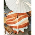 thumbnail image 3 of Outdoor Tablecloth with Umbrella Hole, Burnt Orange Waves Spillproof Waterproof Outdoor Table Cover, Ombre Sea Ripples Shabby Beach Patio Tablecloths for Party/Garden/Picnic, Round 54 inch, 3 of 9