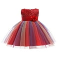 thumbnail image 1 of OUSITAID Robe Formelle pour Filles, Col à Sequins Fleuris, Sans Manches, Robe de Princesse Bleue 9-10 Ans, 1 of 6