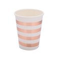 thumbnail image 4 of Vasos de papel para fiestas, vasos de papel a rayas de oro rosa, pajitas de calidad superior, 4 of 8