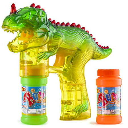 Prextex Dinosaur Bubble Gun Shooter Light Up Bubbles Blower with LED Flashing Lights and Sounds Dinosaur Toys for Kids, Toys Boys and (Best Bubble Gum Blower)