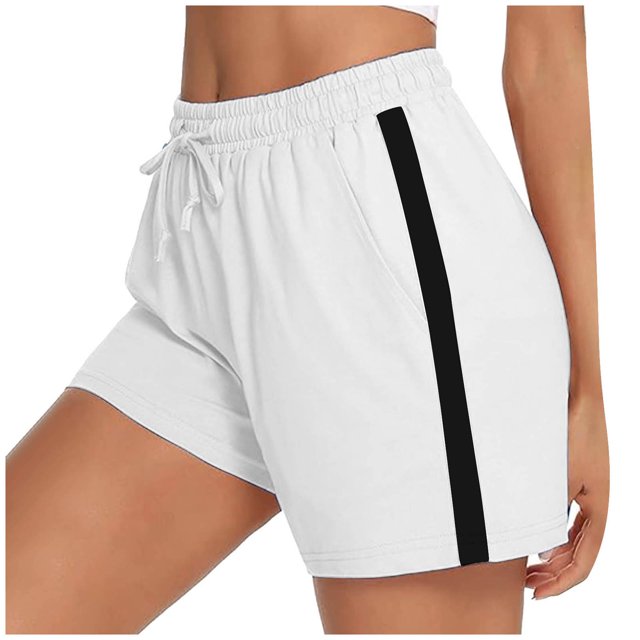 Kaemgyyd Athletic Shorts for Women Cute Colorblock High Waisted Running Workout Gym Drawstring Sweat Shorts with Pockets