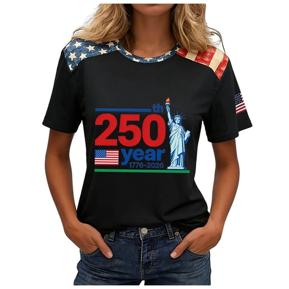 idosla 250 Anniversary USA Shirt Women 250Th Anniversary Tshirt 1776-2026 Patriotic Shirts American Flag Eagle Tops (Red, L)