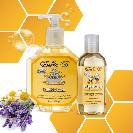 Bella B Bundle: Bubble Bath 8 oz and Baby Massage Oil 3.3 oz