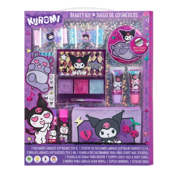 Kit de Belleza Kuromi con Brillo Labial, Clips y Espejo, Ideal para Juego de Maquillaje Infantil - MAKEUPERÍA