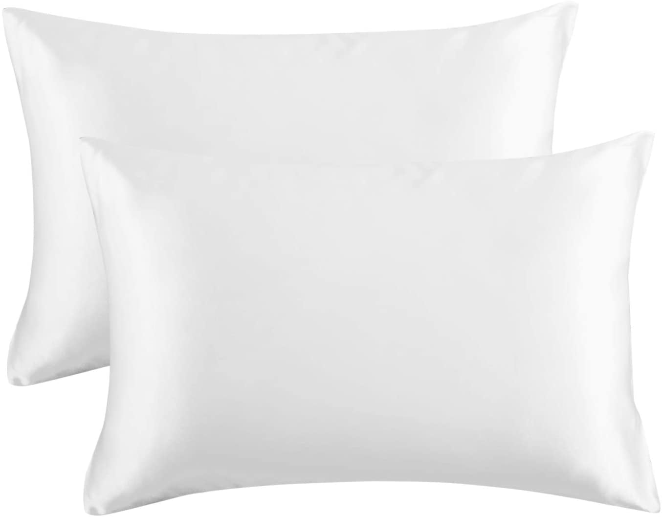 King Size Satin Pillowcase Set of 2 White Silk Pillow Cases for Hair