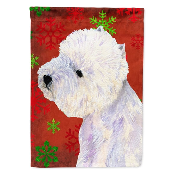 Westie Red and Green Snowflakes Holiday Christmas Garden Flag